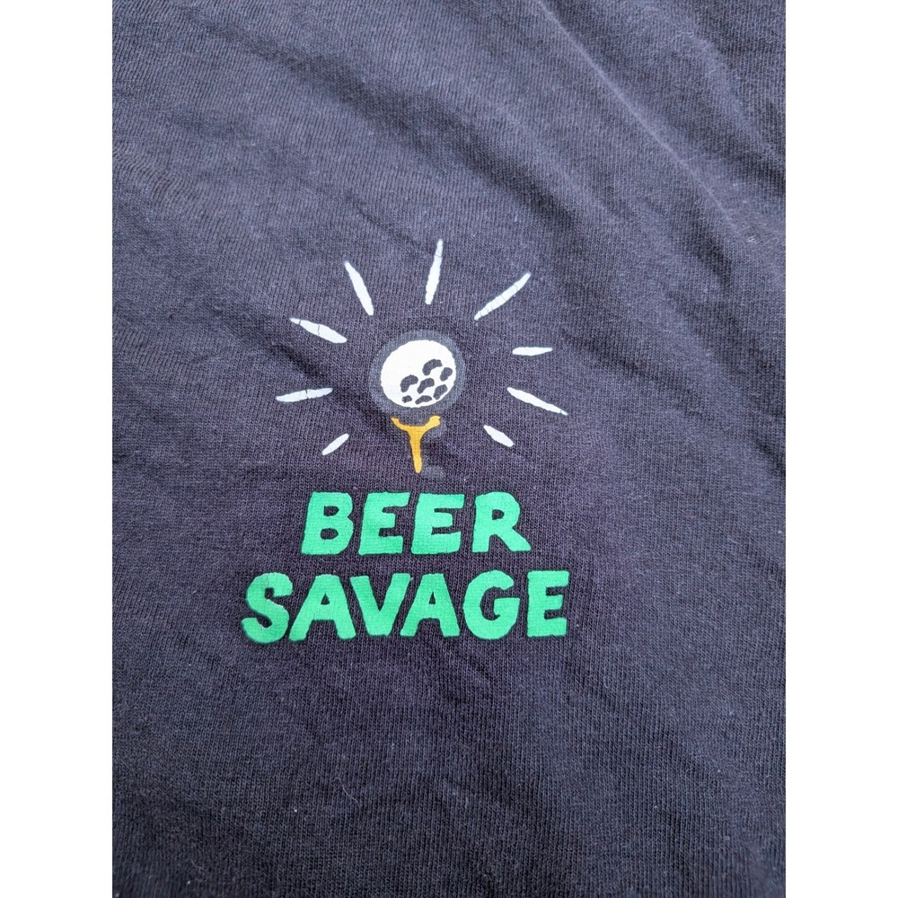 Beer Savage Hit The Bar Graphic Golf T Shirt Black Tee - Picture 3 of 4